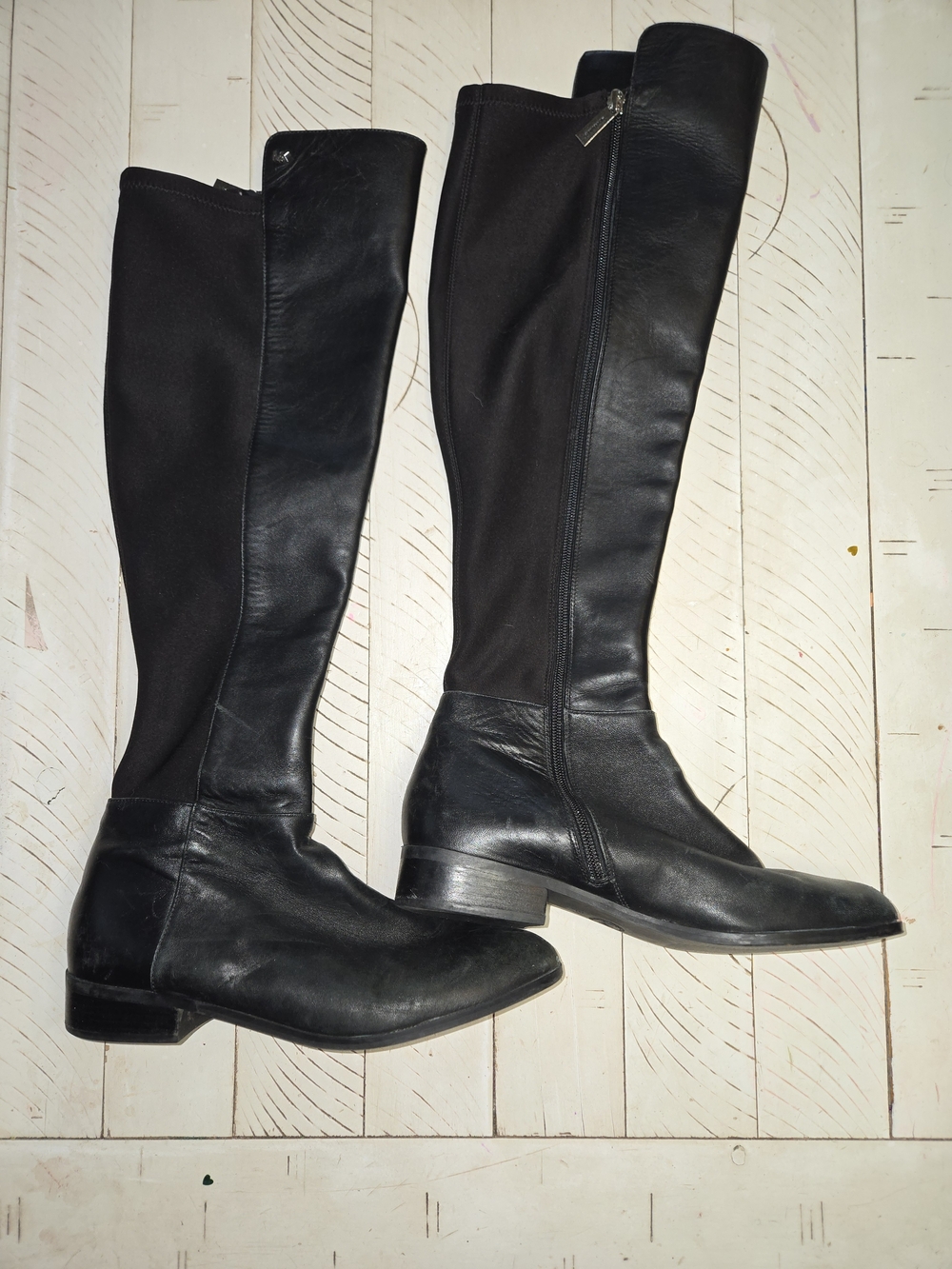 Michael Kors Black Leather Knee High Riding Boots Side Zip Women’s